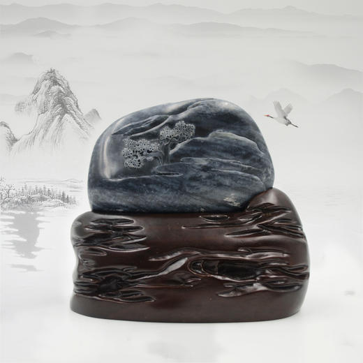 和田玉（青花）独籽摆件--远眺（孙有庚）370g 商品图1