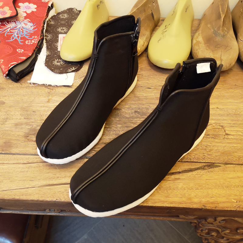 内联升棉鞋 女鞋 纯手工保暖坤千层底拉锁礼安棉布鞋8679a