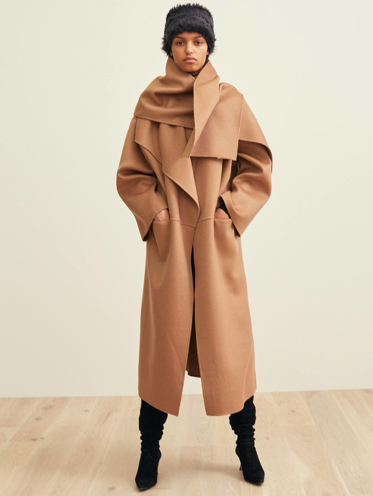 toteme 18aw 黑色/驼色annecy羊绒大衣