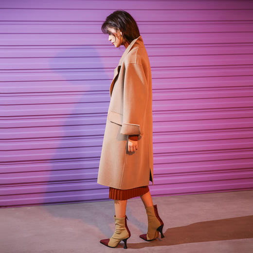 七格格呢子大衣中长款韩版秋装女2018新款冬季双面尼羊绒毛呢外套8m