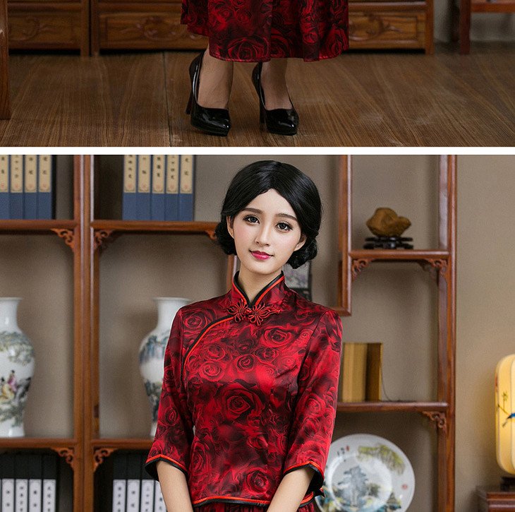 复古唐装高端定制真丝两件套套裙(货号 fd1697133)