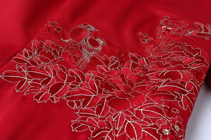 【鸿泽】2018秋冬金丝线高端刺绣礼服连衣裙tq9924