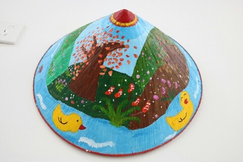 竹编斗笠 40cm民族特色 美术彩绘涂鸦 cl-mg-xb (上海仓库)