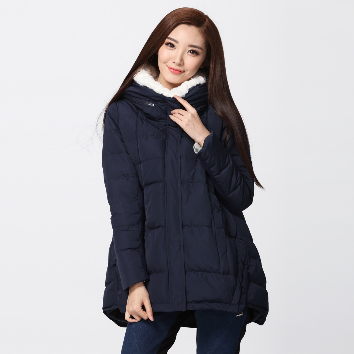 【实体库存 不退不换】水淼新款冬装外套大码女装羽绒服女中长款修身