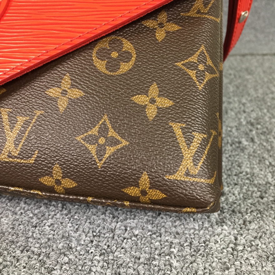 【98新】lv路易威登老花帆布拼皮女士saint michel单肩包