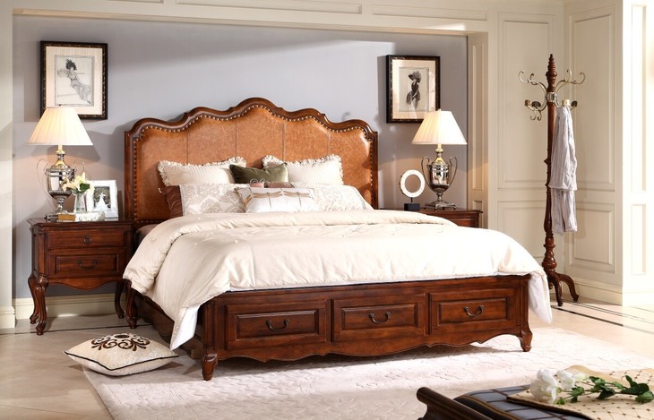 8米婚床双人床1.5米布艺软包床软靠真皮床601