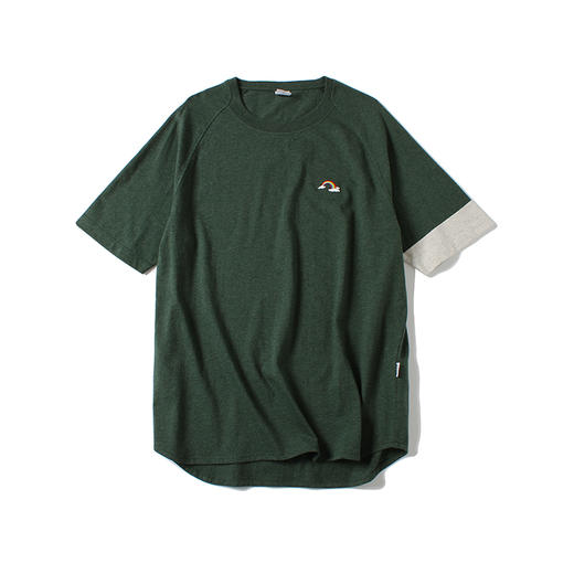 pragmaty 美式拼色插肩短袖 彩虹刺绣tee 321102
