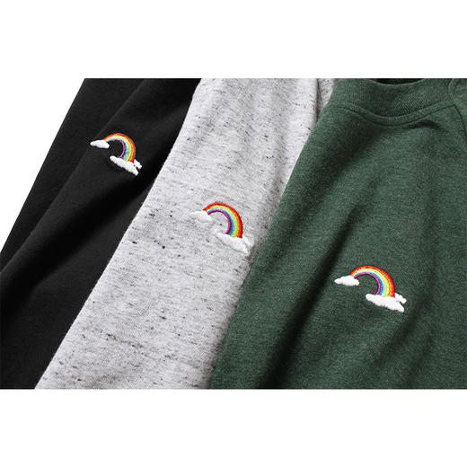 pragmaty 美式拼色插肩短袖 彩虹刺绣tee 321102