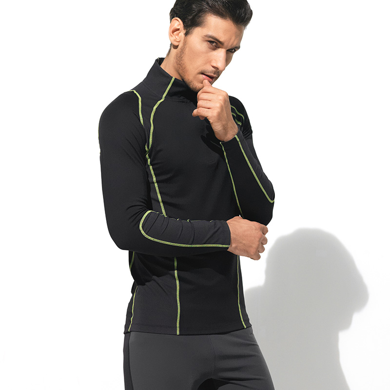 浩沙男运动训练长袖弹力圆领篮球跑步拉链健身衣【浩沙】