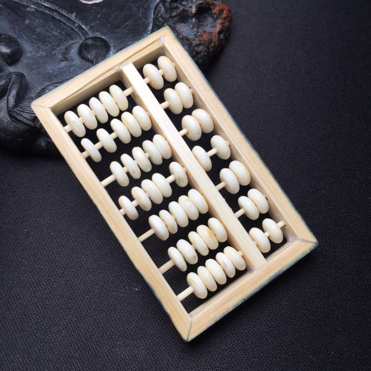 【d400475】猛犸象牙蓝皮算盘吊坠