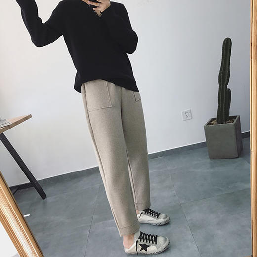 LZ25萝卜裤、宽松烟管裤、韩版哈伦裤、百搭休闲裤、毛呢裤 商品图0