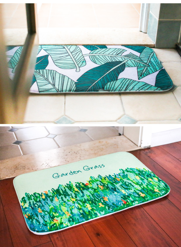 树可绿色入门防滑吸水珊瑚绒地垫长方形加厚小垫子保暖儿童脚垫