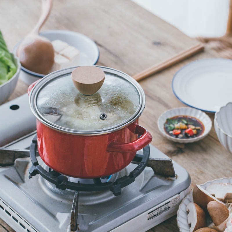 树可珐琅 日式搪瓷一人食小锅双耳汤锅宝宝煮面锅燃气电磁炉通用