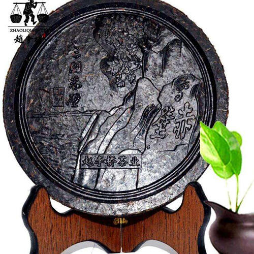 湖北赤壁赵李桥传统工艺700g圆饼青砖茶黑茶高档礼品砖茶 C21 商品图0