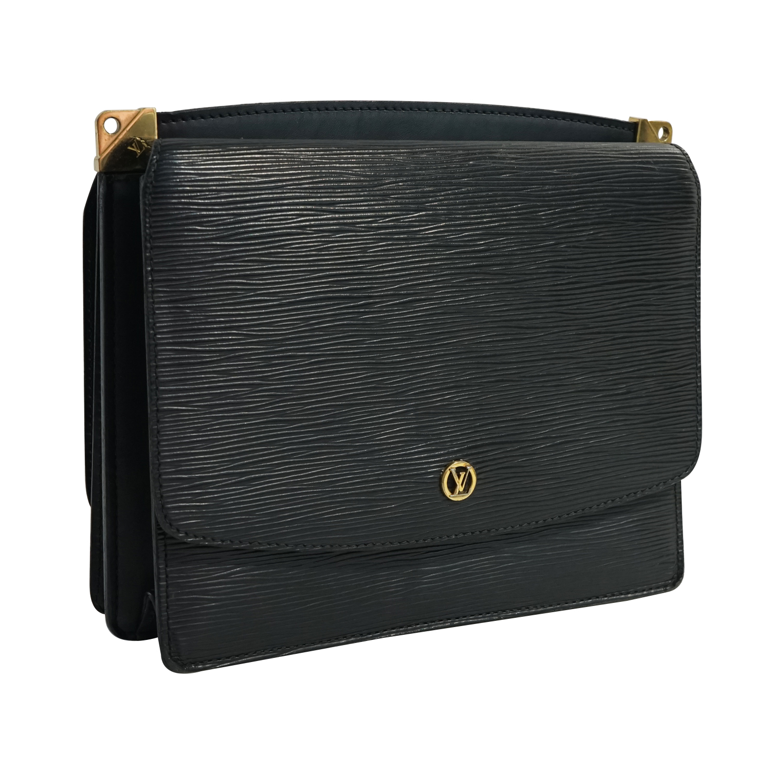 lv黑色双面翻盖斜挎包