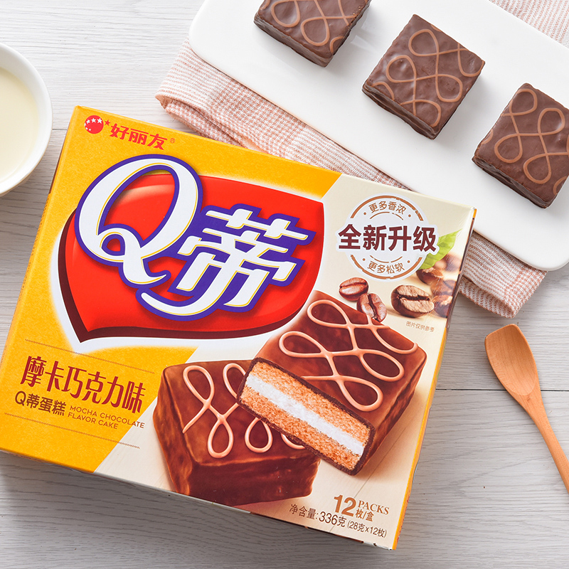 好丽友派q蒂摩卡 q蒂榛子 336g*2盒