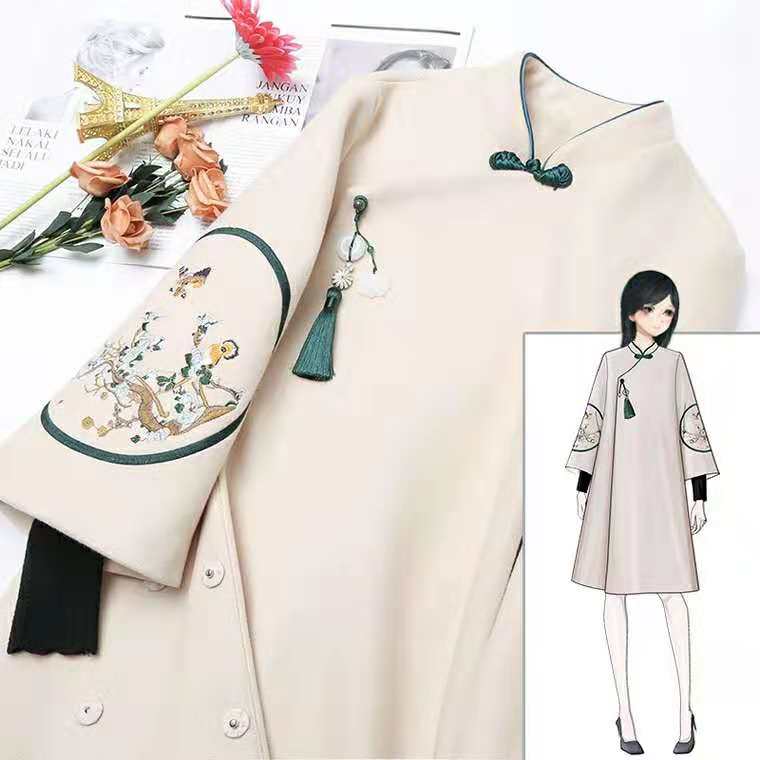 LZ23(亲子装课）复古风毛呢大衣外套，中国风清宫风