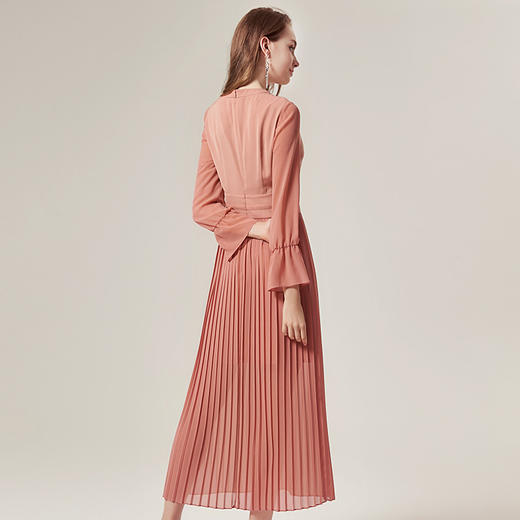 EITIE爱特爱品牌女装秋款修身系带纯色雪纺婚宴礼服中长款5877508 商品图4