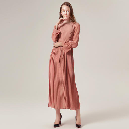 EITIE爱特爱品牌女装秋款修身系带纯色雪纺婚宴礼服中长款5877508 商品图2