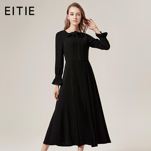 EITIE爱特爱品牌女装秋款优雅纯色日常婚宴礼服中长款A字裙5877509 商品图1