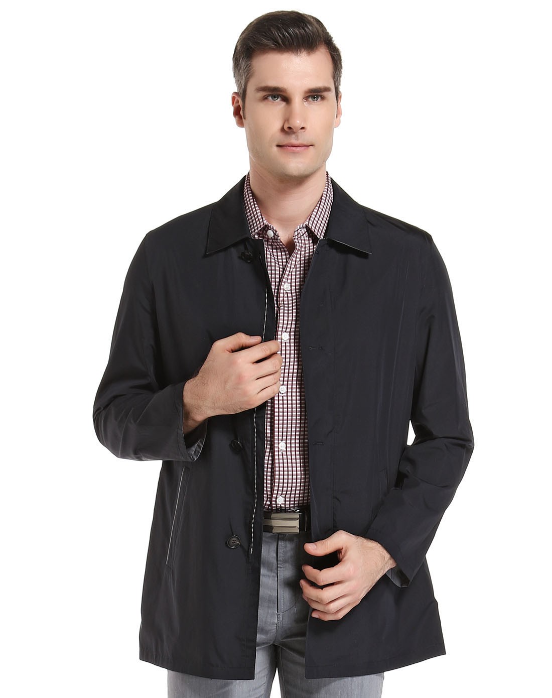 沙驰satchi-藏黑色长袖风衣