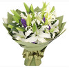 谦谦君子  19朵白色香水百合，黄莺+勿忘我+满天星丰满搭配(1625) 商品缩略图0