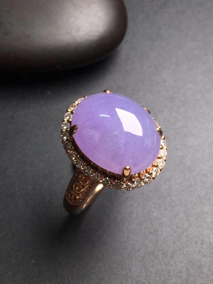 【12504】翡翠冰糯种粉紫戒指