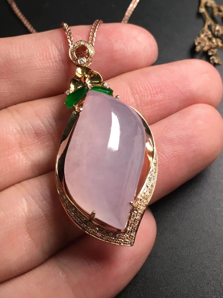 【12521】翡翠冰种淡紫随形吊坠