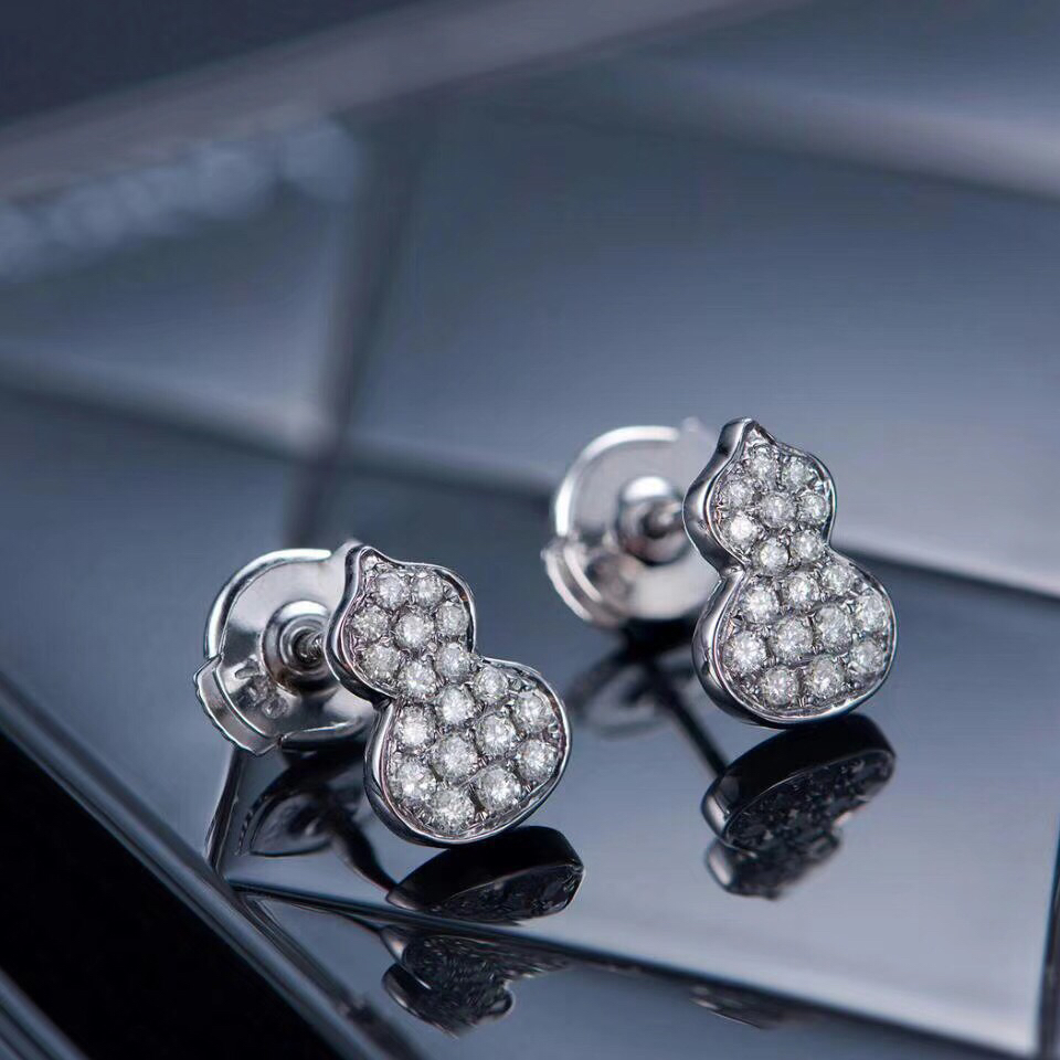 qeelin 葫芦耳钉/镶嵌钻石/小号