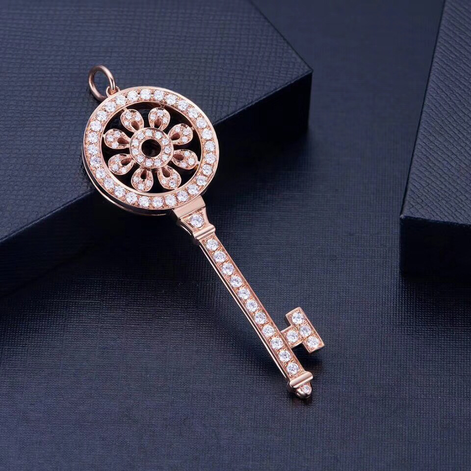 t家 太阳花钥匙项链/镶嵌钻石/大号/2.25寸
