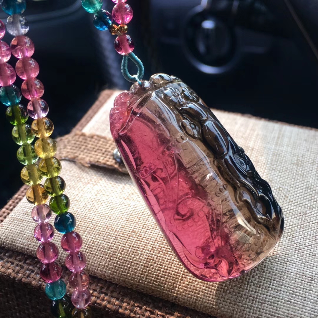 高档玻璃体西瓜双色碧玺喜上眉梢