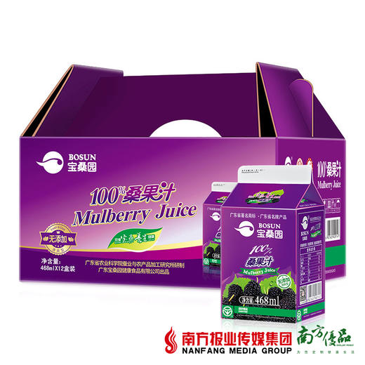 【营养健康】宝桑园 鲜榨桑葚汁饮料 468ml/盒 商品图4