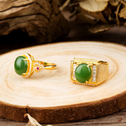 东思和田玉男女奢华对戒 货号124418