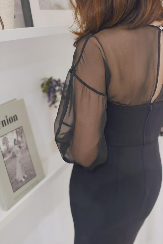 AtelierMissLu / Sharon 光泽黑欧根纱套裙 商品图5