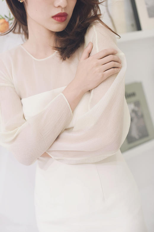 AtelierMissLu / Michelle 珍珠白欧根纱连身裙 商品图2