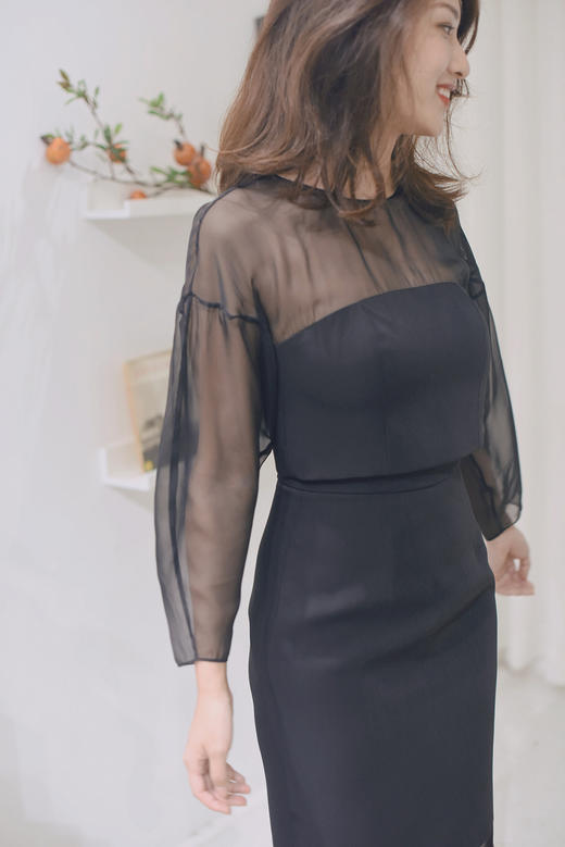 AtelierMissLu / Sharon 光泽黑欧根纱套裙 商品图6