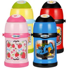 象印不锈钢儿童学生保温杯450ml双盖带吸管两用宝宝水壶  红色