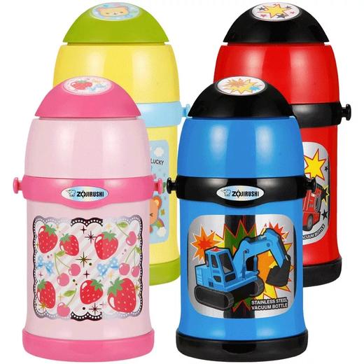 象印不锈钢儿童学生保温杯450ml双盖带吸管两用宝宝水壶  红色 商品图0