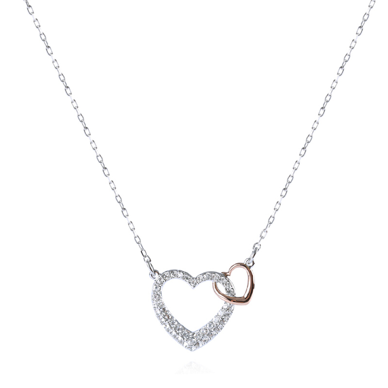 【swarovski 施华洛世奇】 白金色 双心项链5156815
