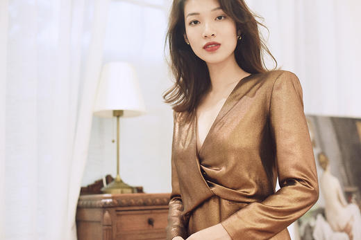 AtelierMissLu / Alex 铜棕金V领短款小礼服 商品图4