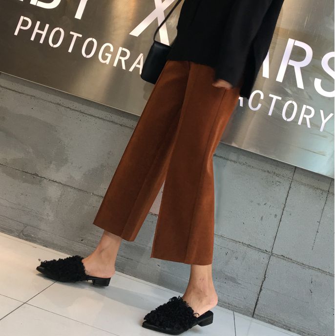 LZ29韩版毛呢阔腿裤，挡风保暖显腿直不挑身材