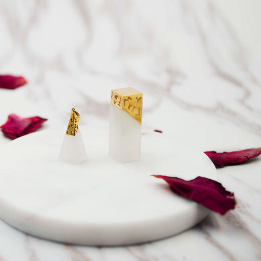 18K黄金和田玉（白玉）挂件--罗马时空 情侣印章吊坠 商品图2