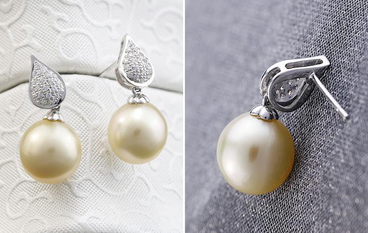 美裕珍珠【露精灵】g18k金海水珍珠耳钉9.