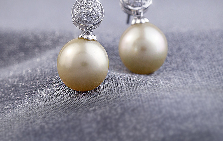 美裕珍珠【露精灵】g18k金海水珍珠耳钉9.