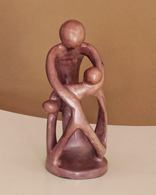 非洲皂石母与子雕塑(大)