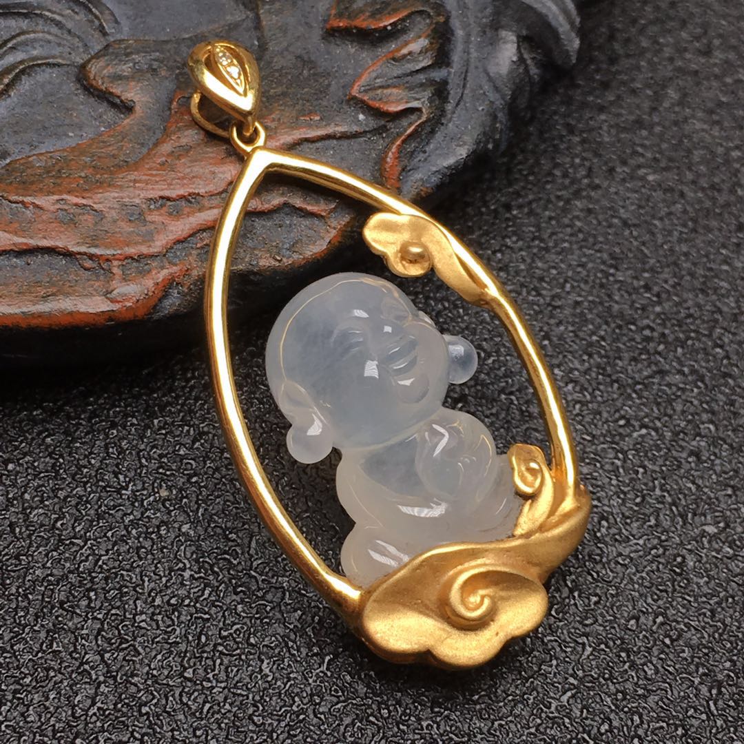 【61445】翡翠冰种小沙弥吊坠