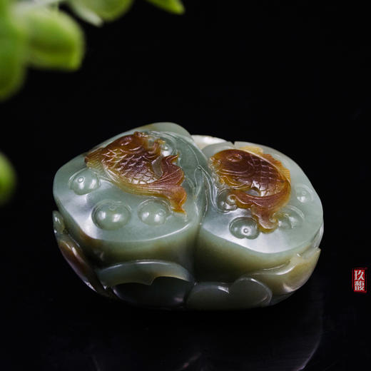 和田玉（青玉）独籽把件--并蒂同心/连年有余 248g 商品图8