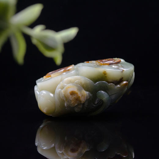 和田玉（青玉）独籽把件--并蒂同心/连年有余 248g 商品图6