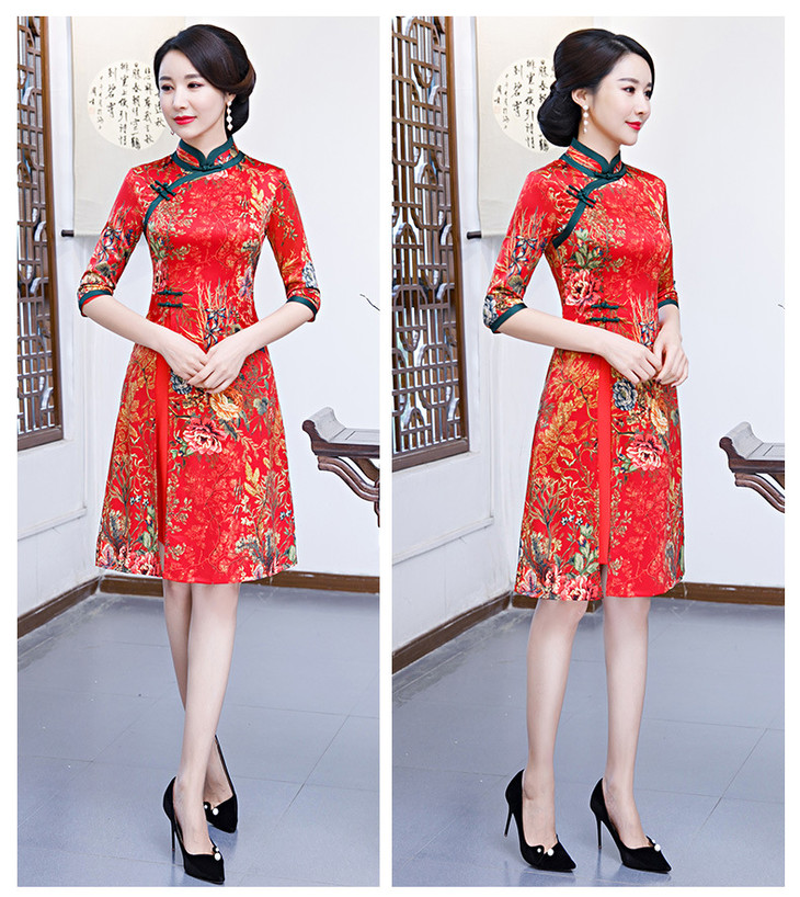 改良修身,丝绸奥黛旗袍gsj-9511