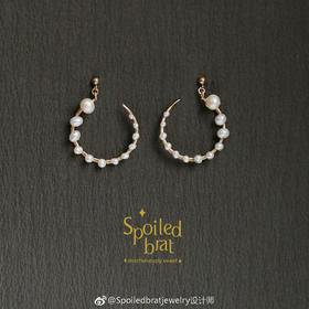 SpoiledBart Jewelry 14K注金天然淡水珍珠耳钉